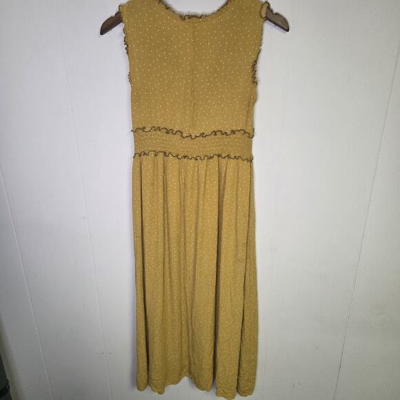 Mystree Yellow Sleeveless V Neck Midi Dress Size Medium - Picture 2 of 6